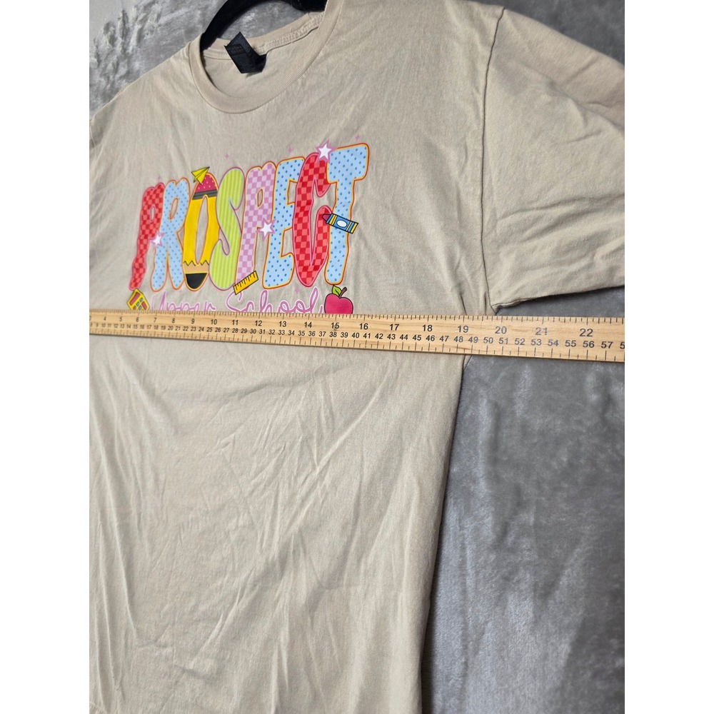 Gildan Prospect Upper School Graphic T-Shirt Tan Beige Womens Medium Cotton Tee - Picture 5 of 8